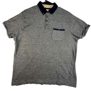 Denim & Flower Ricky Singh Shirt Men's Size XL Polo Blue Micro Stripe Pocket